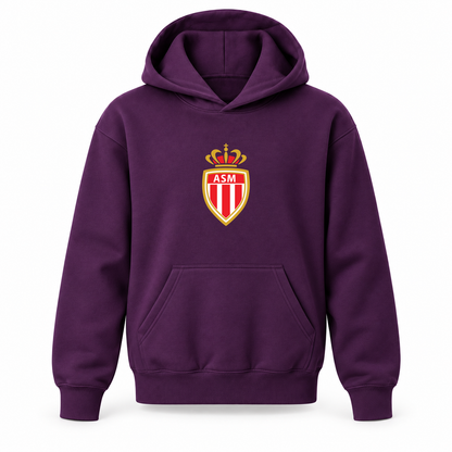 Youth Kids AS Monaco FC Pullover Hoodie | Color: Purple | Refreshed youth hoodie, original Drive artwork