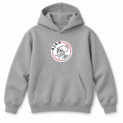 Youth Kids Amsterdamsche FC Ajax Pullover Hoodie | Color: Grey | Refreshed youth hoodie, original Drive artwork