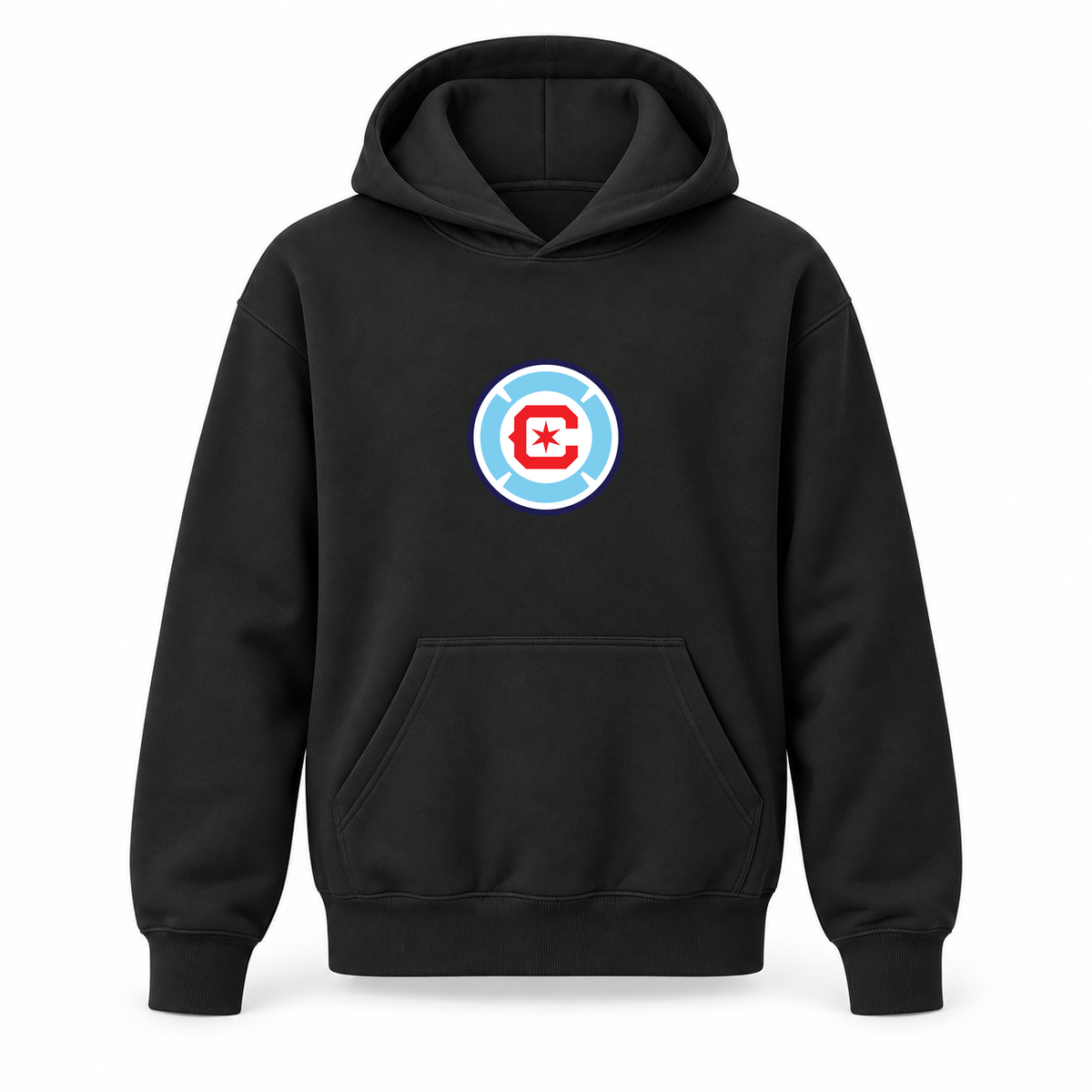 Youth Kids Chicago Fire Soccer Pullover Hoodie | Color: Black | Refreshed youth hoodie, original Drive artwork