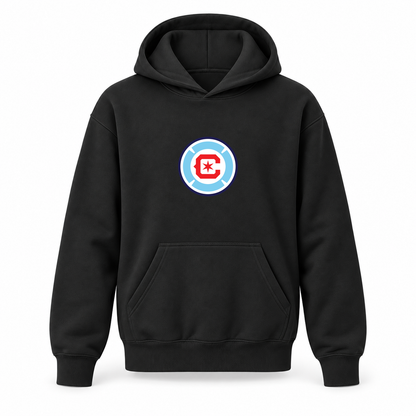 Youth Kids Chicago Fire Soccer Pullover Hoodie | Color: Black | Refreshed youth hoodie, original Drive artwork