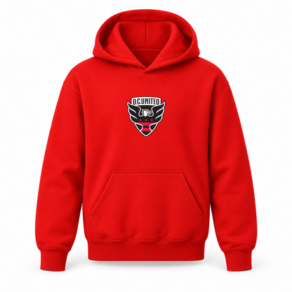Youth Kids D.C. United FC Pullover Hoodie | Color: Red | Refreshed youth hoodie, original Drive artwork