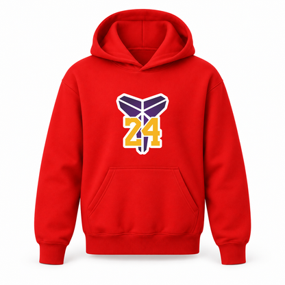 Youth Kids Kobe Bryant Mamba 24 Pullover Hoodie | Color: Red | Refreshed youth hoodie, original Drive artwork