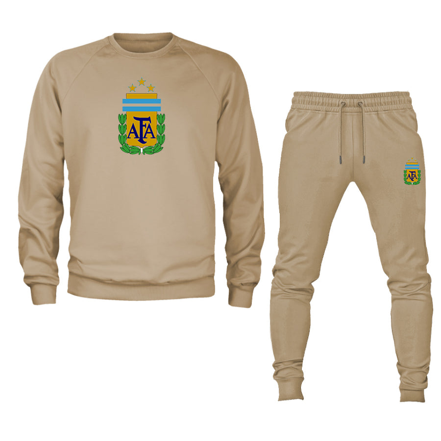 Men's Argentina National Soccer Team Logo Crewneck Sweatshirt Joggers Suit