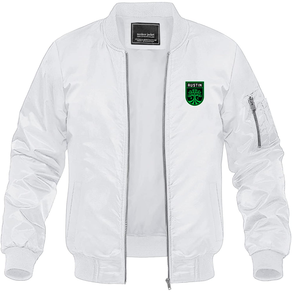 Men's Austin FC Lightweight Bomber Jacket Windbreaker Softshell Varsity Jacket Coat