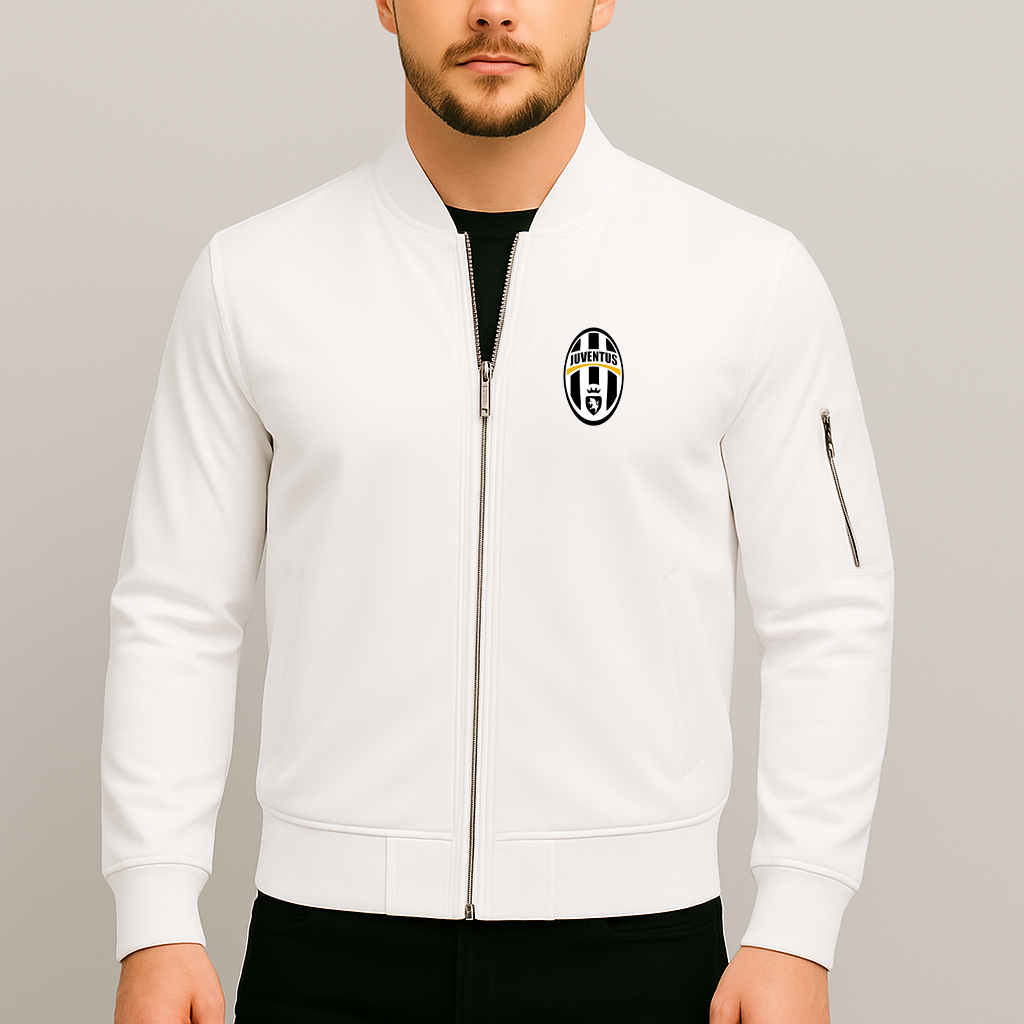 Men's Juventus Football Club Classic Lightweight Bomber Jacket Windbreaker Softshell Varsity Jacket Coat