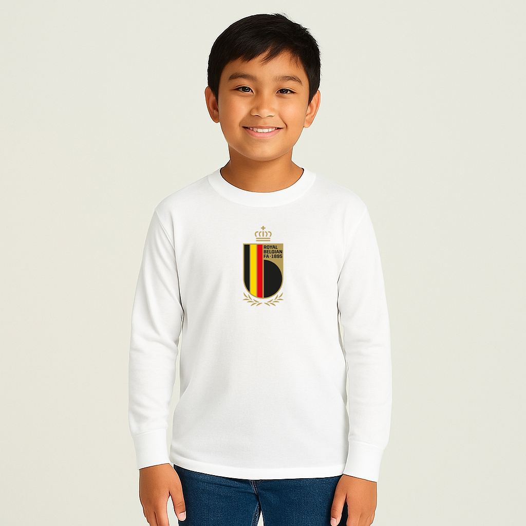 Youth Kids Belgium National Soccer Team Long Sleeve T-Shirt