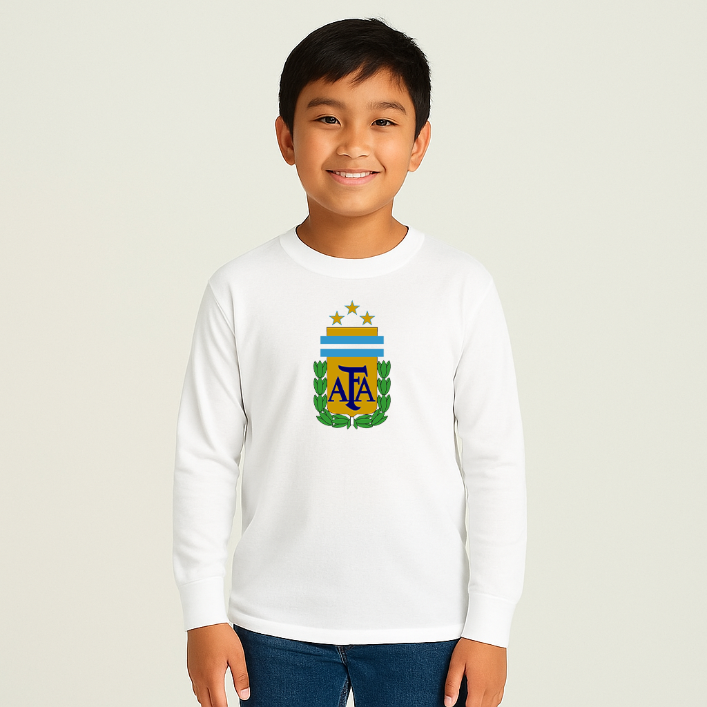 Youth Kids Argentina National Soccer Team Long Sleeve T-Shirt