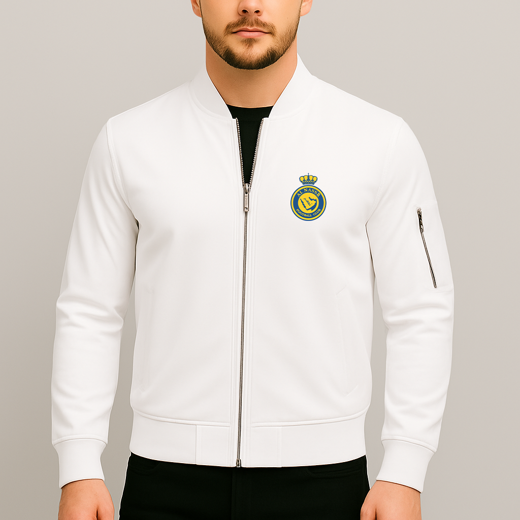Men's Al Nassr FC Lightweight Bomber Jacket Windbreaker Softshell Varsity Jacket Coat