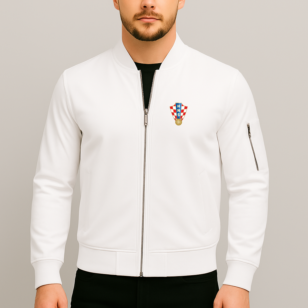 Men's Croatia National Soccer Team Lightweight Bomber Jacket Windbreaker Softshell Varsity Jacket Coat