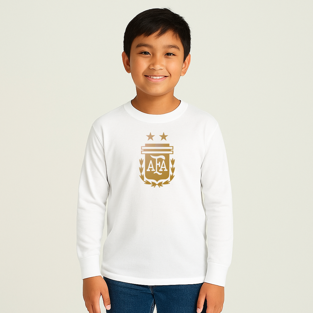 Youth Kids Argentina Soccer Long Sleeve T-Shirt