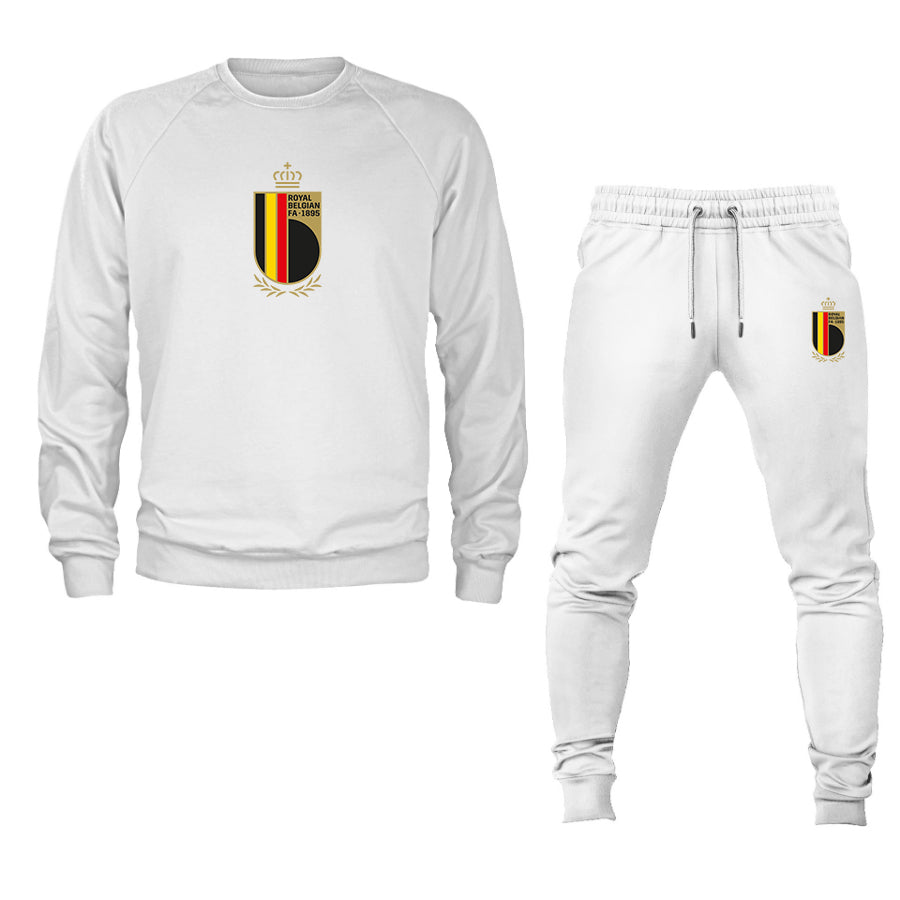 Men's Belgium National Soccer Team Logo Crewneck Sweatshirt Joggers Suit