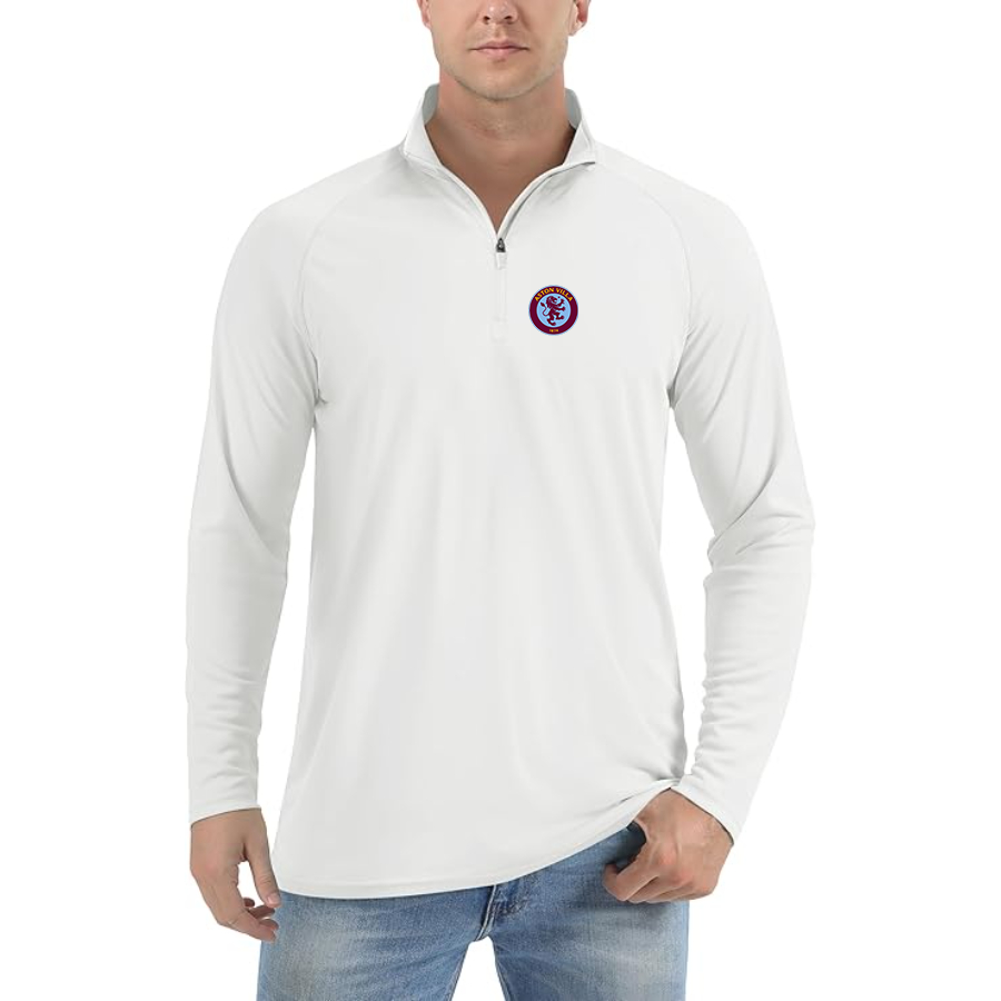 Men’s Aston Villa - Lightweight Quarter-Zip Athletic Shirt – Long Sleeve Performance Wear