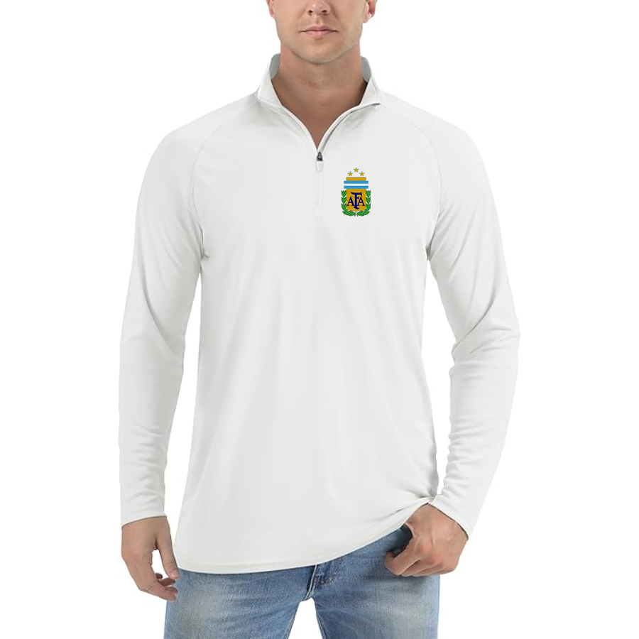 Men’s Argentina Soccer - Lightweight Quarter-Zip Athletic Shirt – Long Sleeve Performance Wear