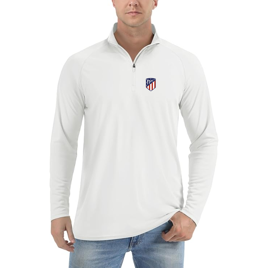 Men’s Atletico Madrid FC - Lightweight Quarter-Zip Athletic Shirt – Long Sleeve Performance Wear