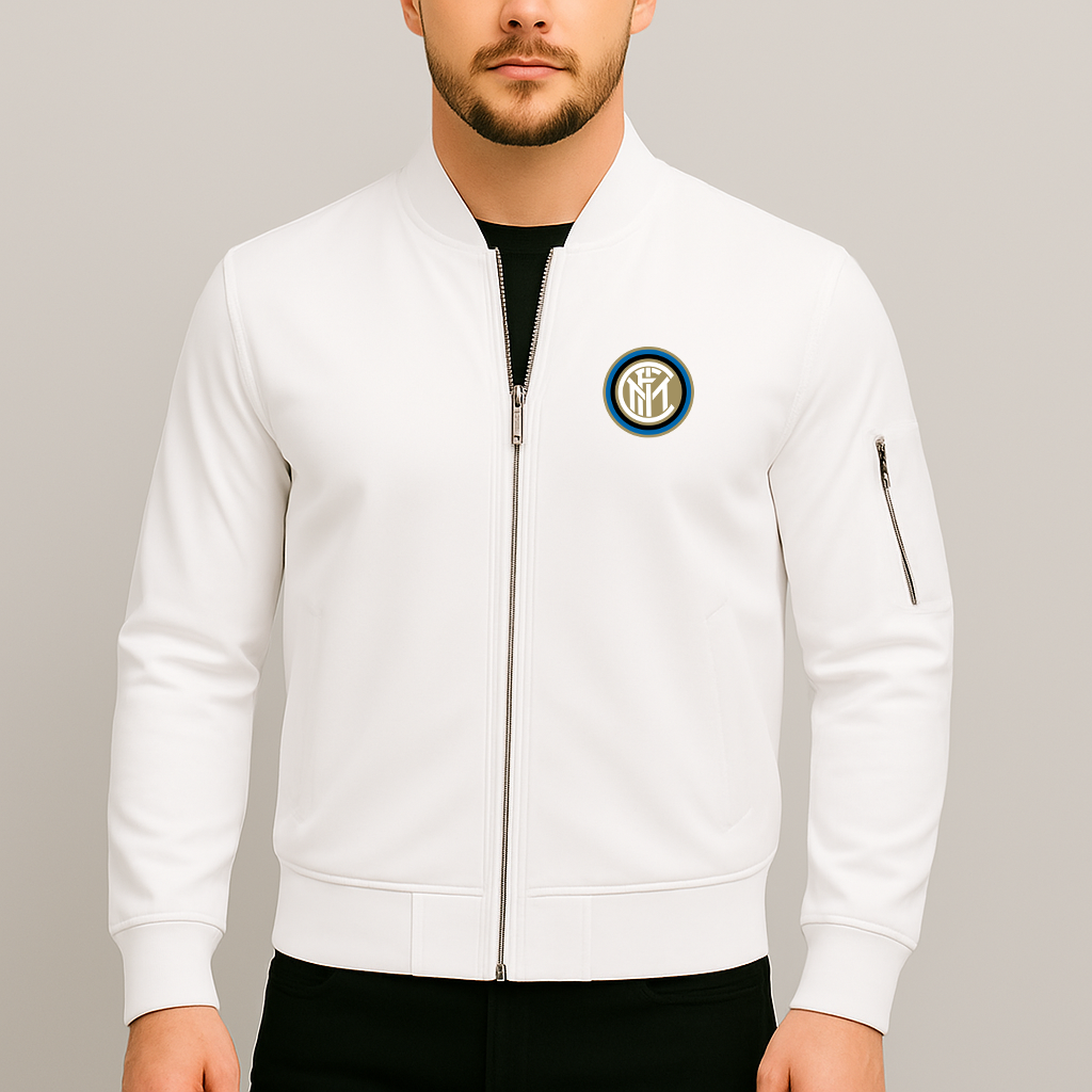 Men's Inter Milan Soccer Lightweight Bomber Jacket Windbreaker Softshell Varsity Jacket Coat