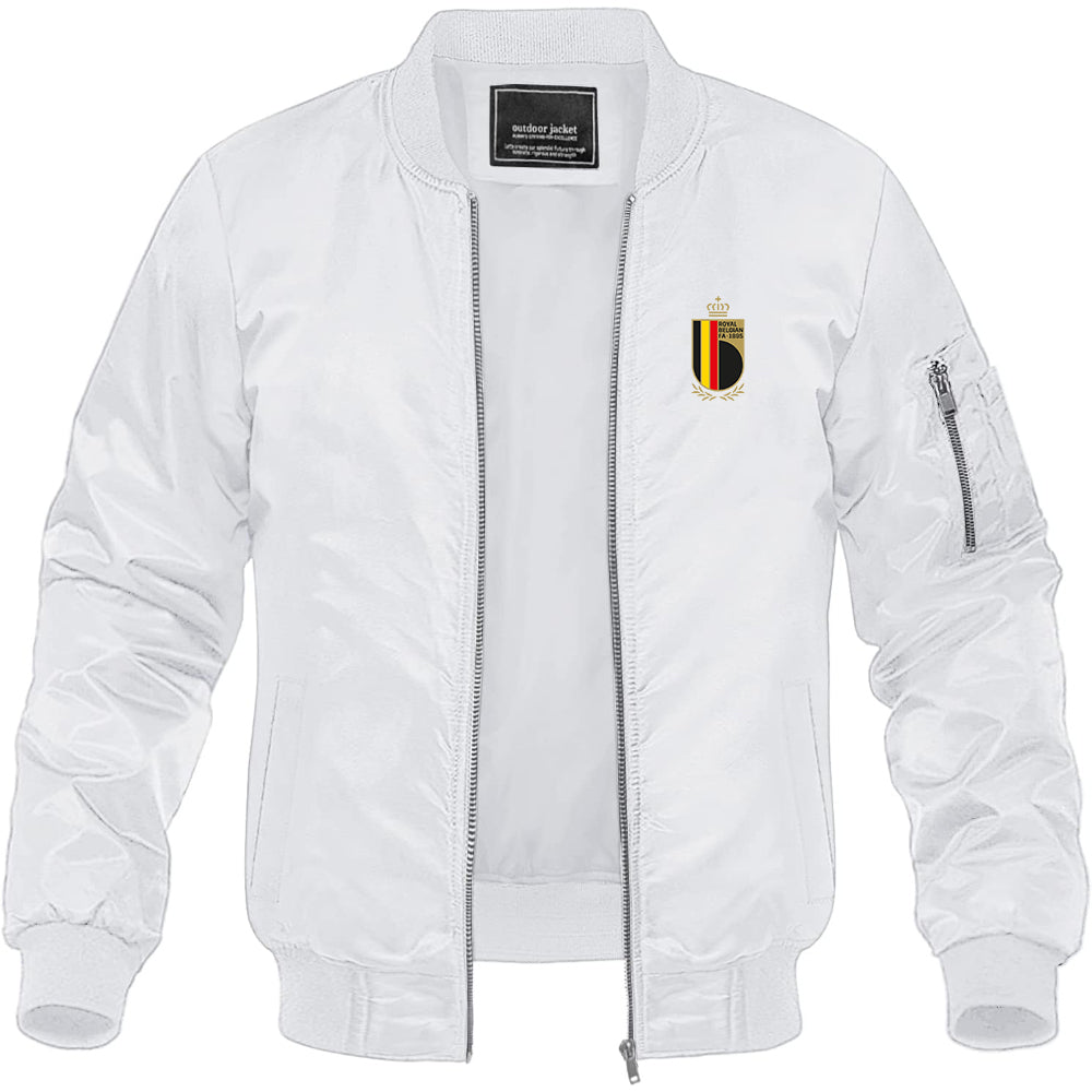 Men's Belgium National Soccer Team Lightweight Bomber Jacket Windbreaker Softshell Varsity Jacket Coat