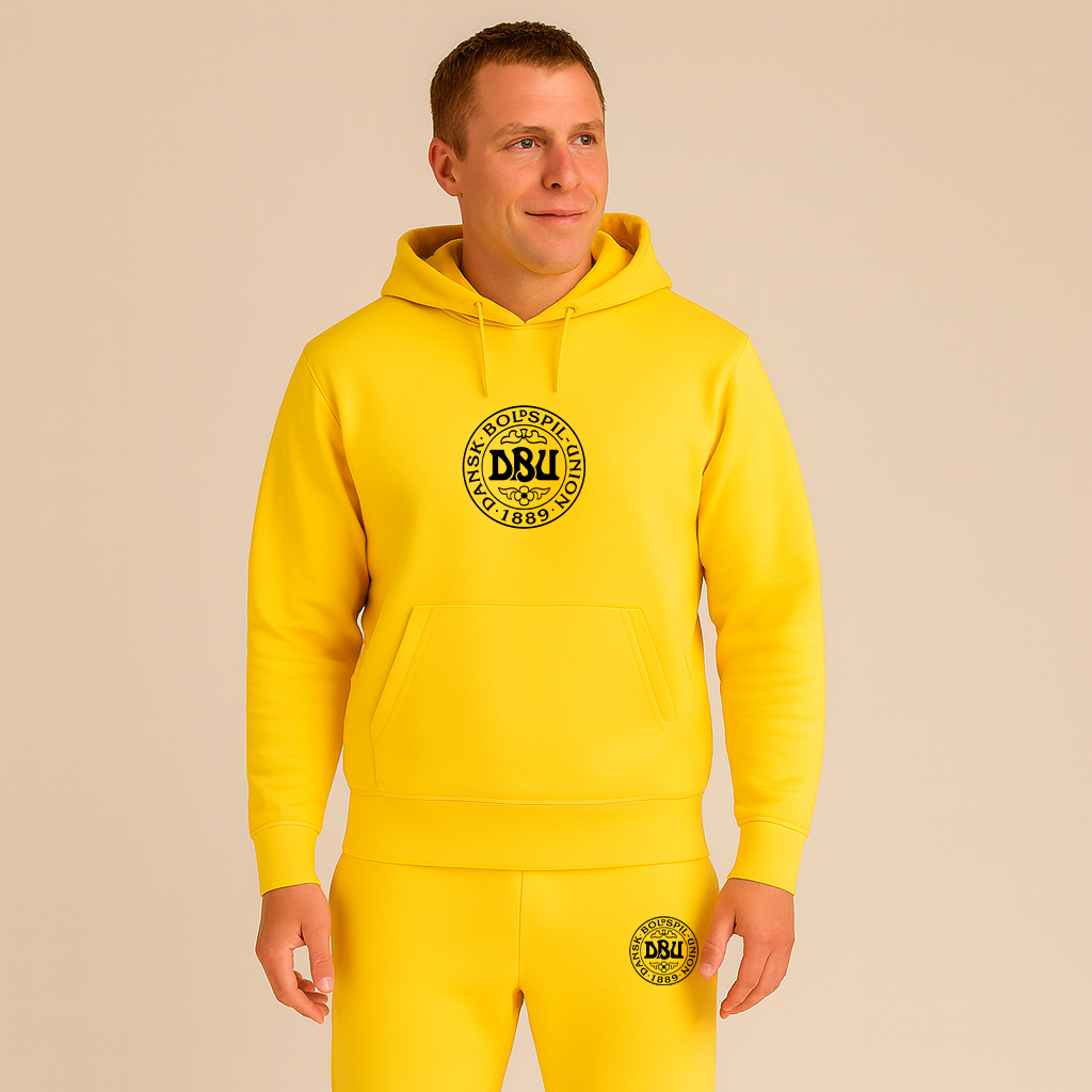 Men's Denmark Soccer Soccer Logo Hoodie Joggers Set