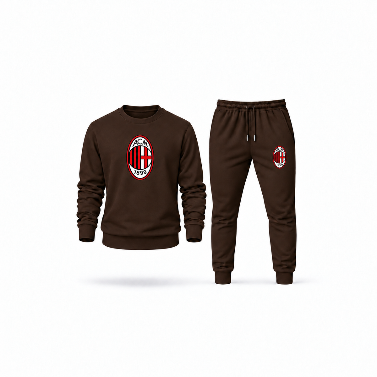 Men's AC Milan Soccer Sweatshirt Joggers Set | Color: Brown | Main