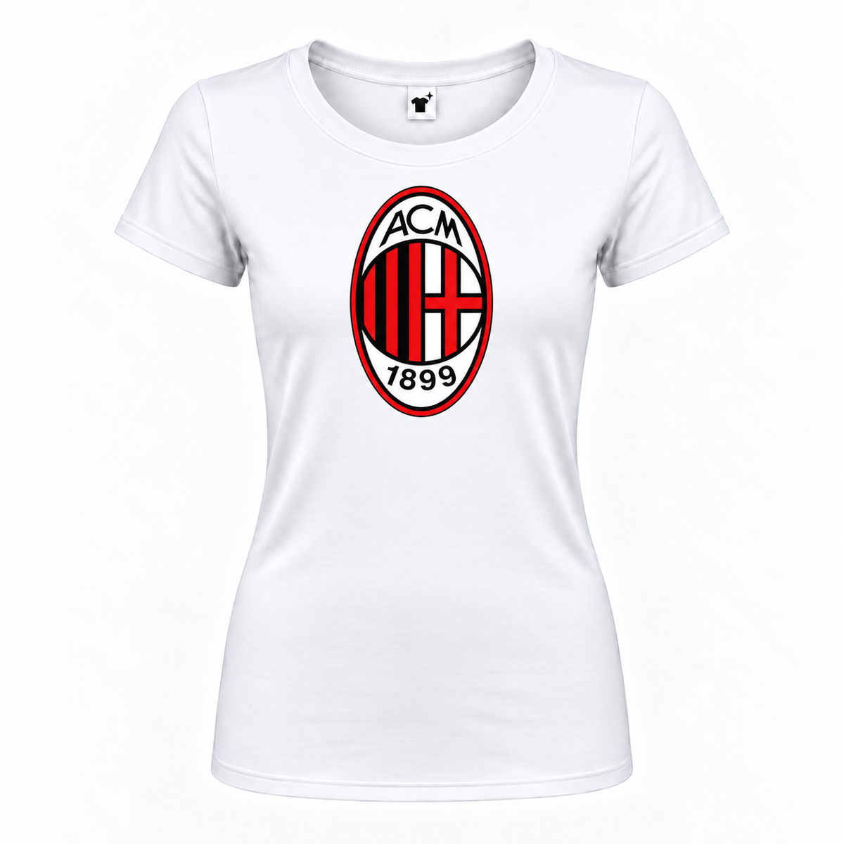 Women's AC Milan Soccer Round Neck T-Shirt | Color: White