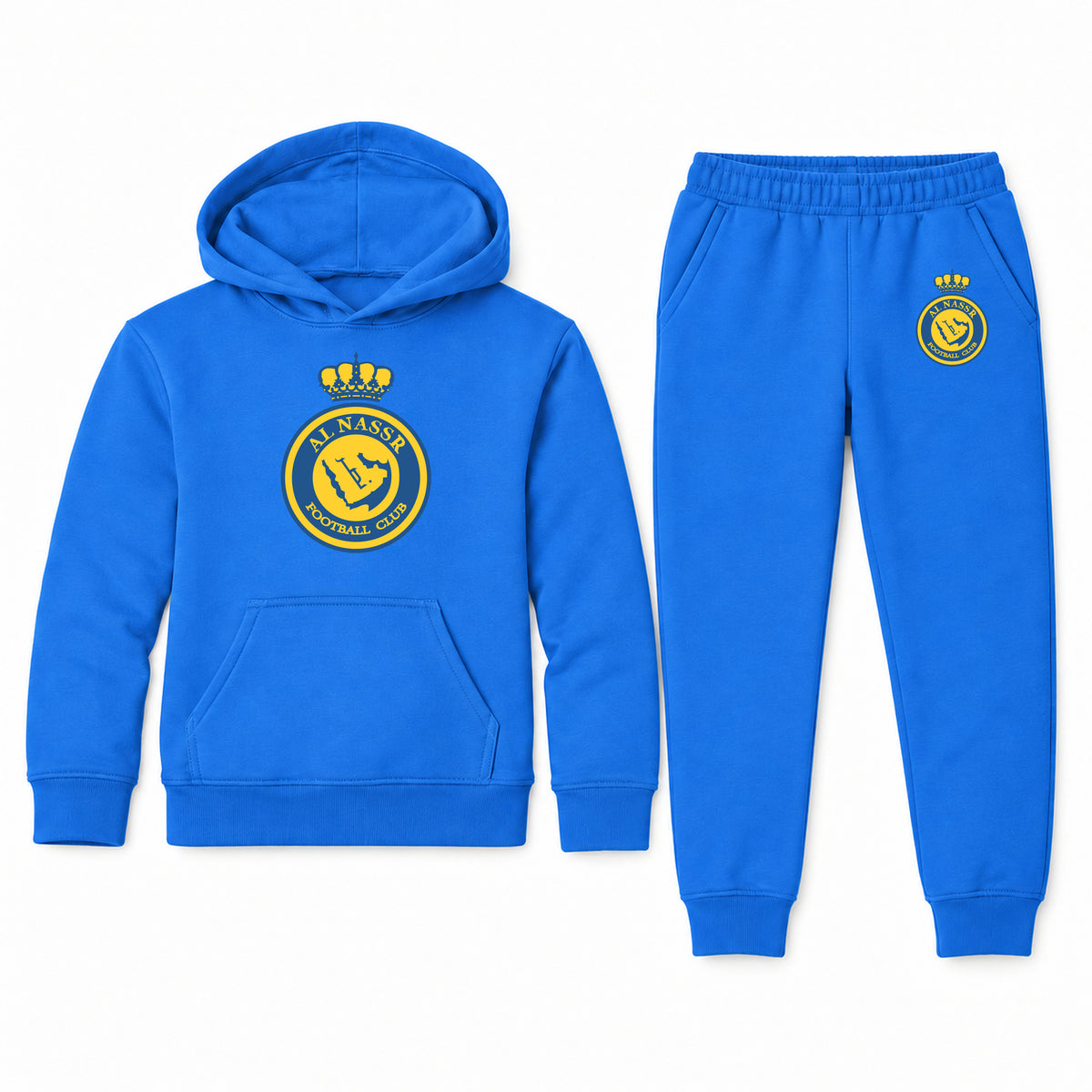 Al Nassr FC youth hoodie jogger set, Blue, Youth Large ages 10–12