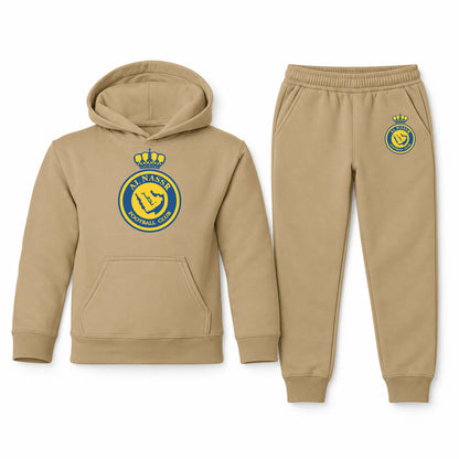 Al Nassr FC youth hoodie jogger set, Khaki, Youth Large ages 10–12