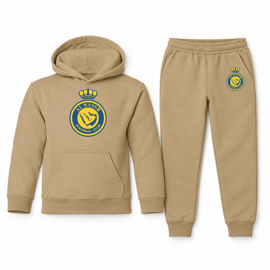 Al Nassr FC youth hoodie jogger set, Khaki, Youth Large ages 10–12