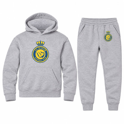 Al Nassr FC youth hoodie jogger set, Sports Grey, Youth Large ages 10–12