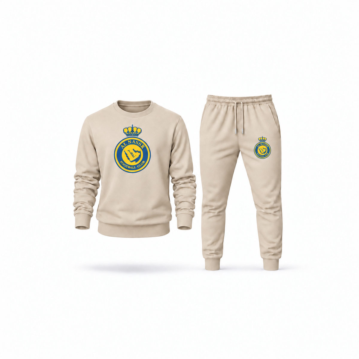 Men's Al Nassr FC Sweatshirt Joggers Set | Color: Tan | Main