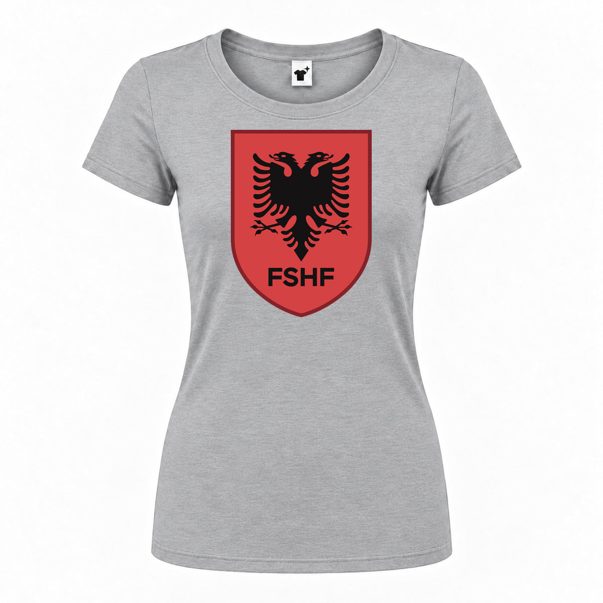 Women's Albania National Soccer Team Round Neck T-Shirt | Color: Grey