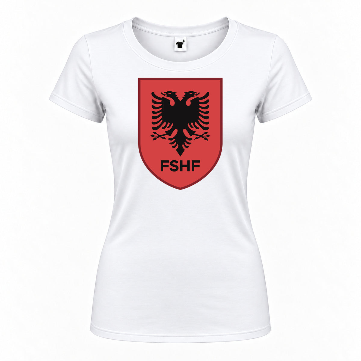 Women's Albania National Soccer Team Round Neck T-Shirt | Color: White