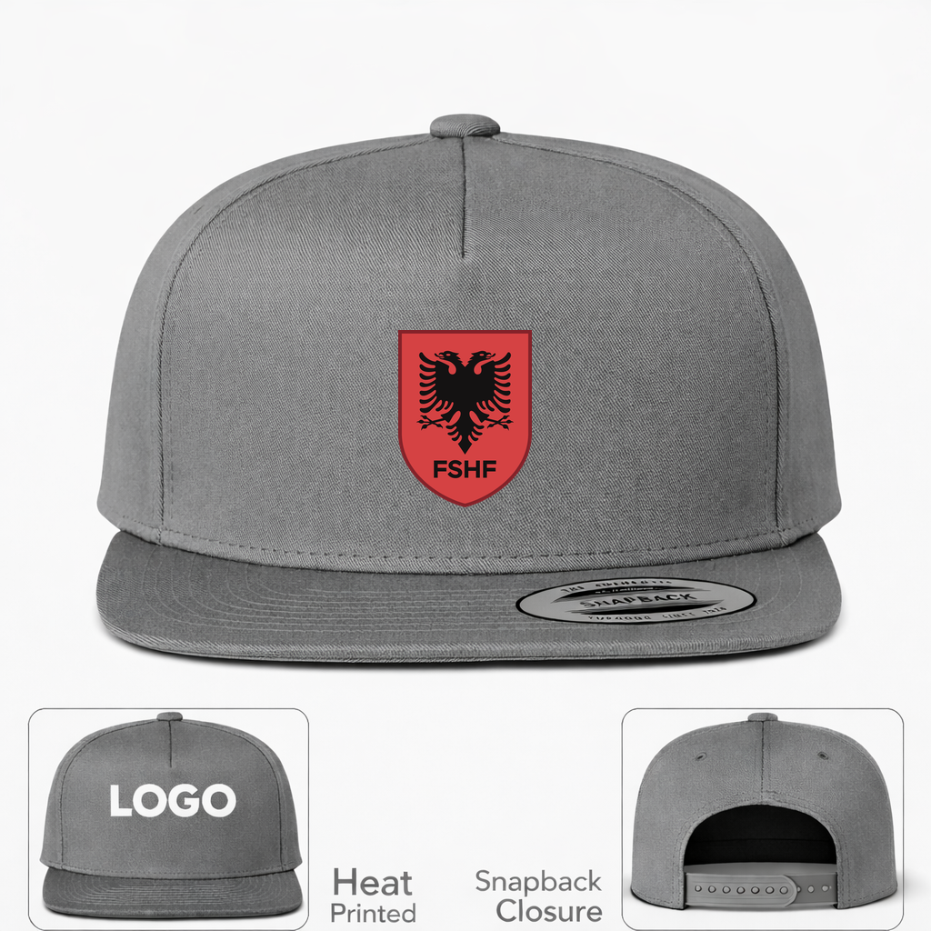 Albania National Soccer Team Snapback Hat | Color: Grey | Original artwork on Drive garment
