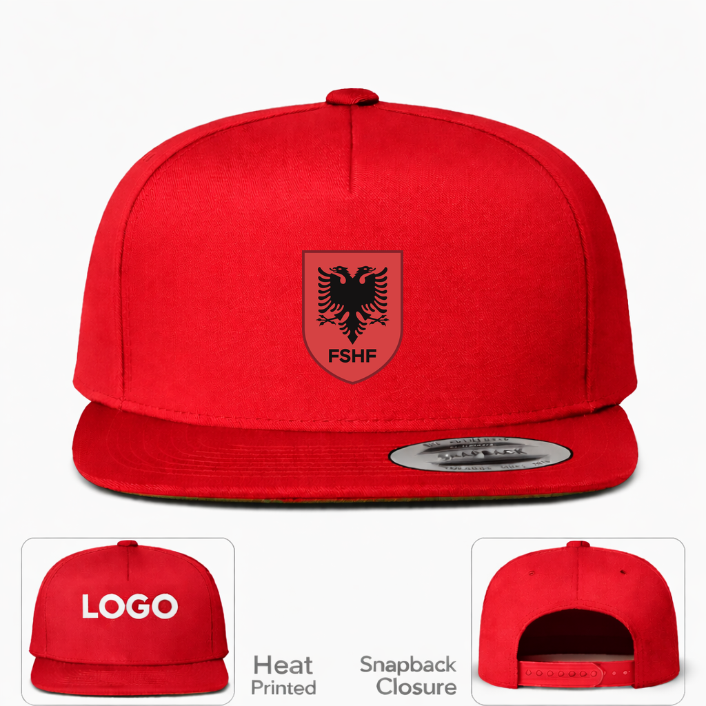 Albania National Soccer Team Snapback Hat | Color: Red | Original artwork on Drive garment