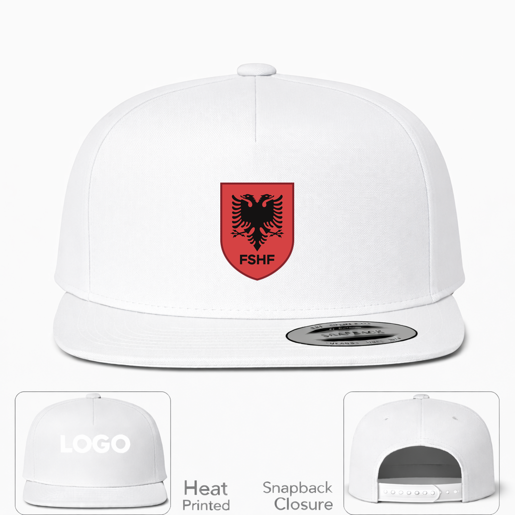 Albania National Soccer Team Snapback Hat | Color: White | Original artwork on Drive garment