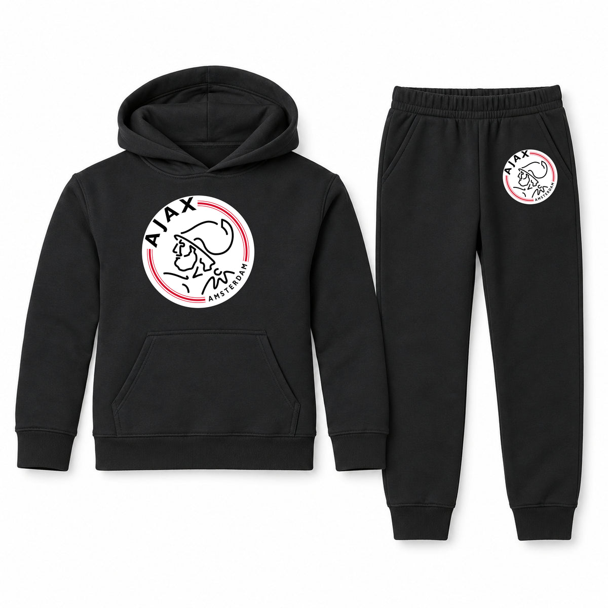 Amsterdamsche FC Ajax youth hoodie jogger set, Black, Youth Large ages 10–12