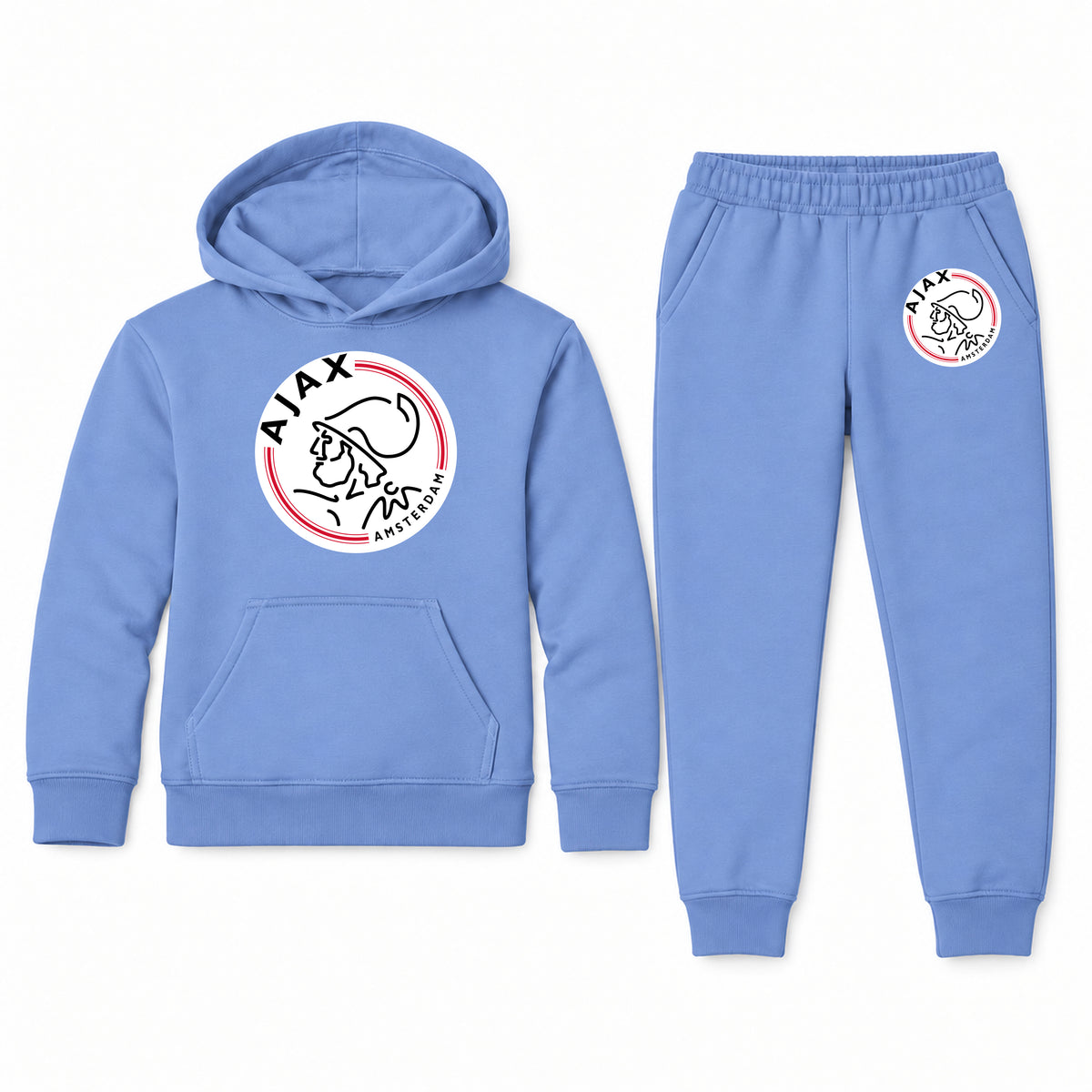 Amsterdamsche FC Ajax youth hoodie jogger set, Carolina Blue, Youth Large ages 10–12