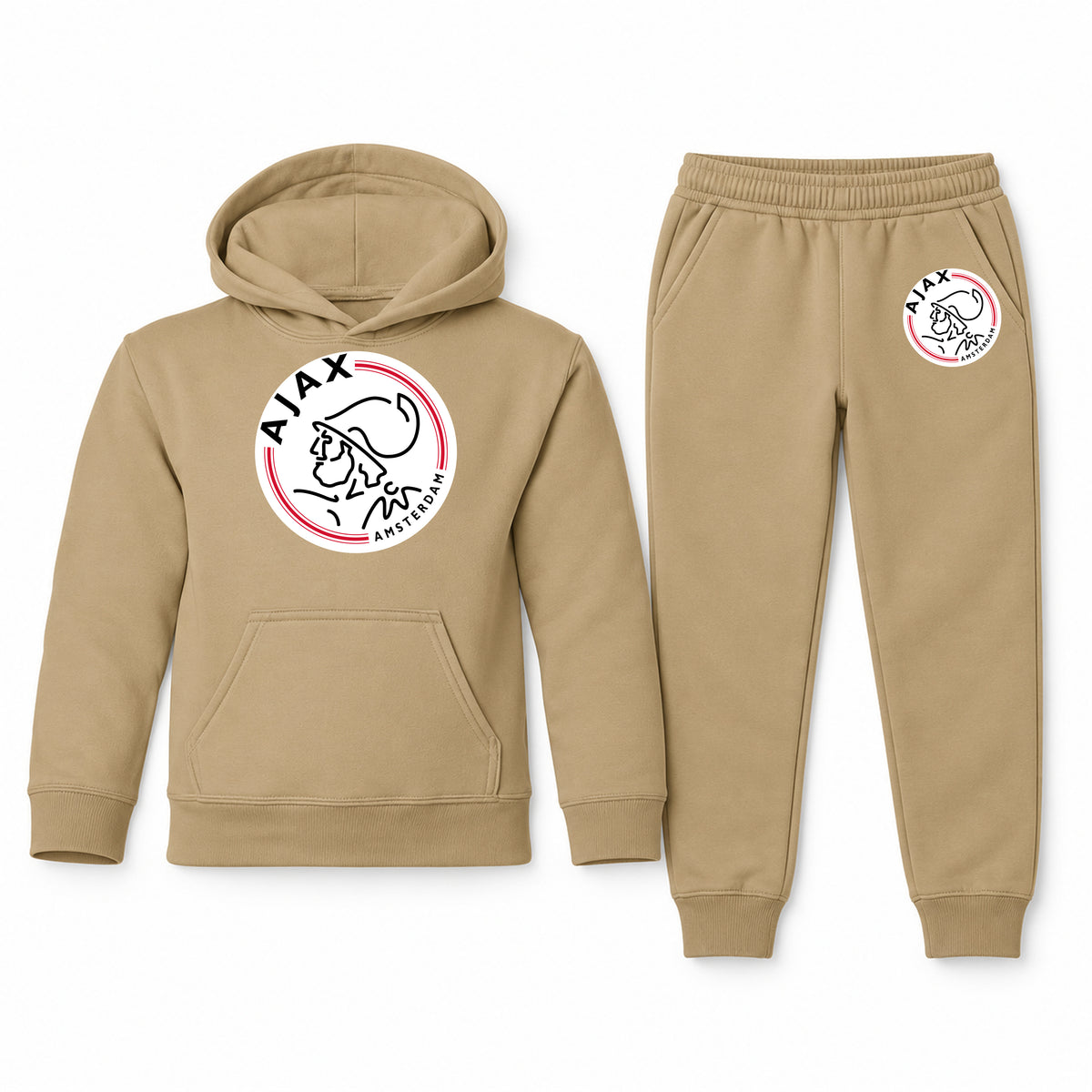 Amsterdamsche FC Ajax youth hoodie jogger set, Khaki, Youth Large ages 10–12