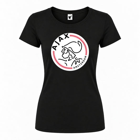 Women's Amsterdamsche FC Ajax Round Neck T-Shirt | Color: Black