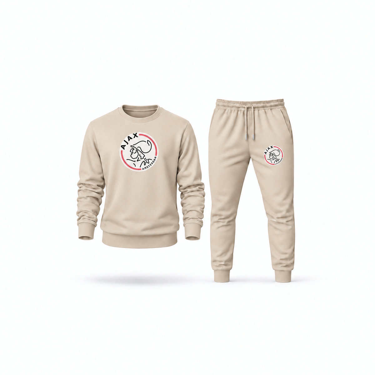 Men's Amsterdamsche FC Ajax Sweatshirt Joggers Set | Color: Tan | Main