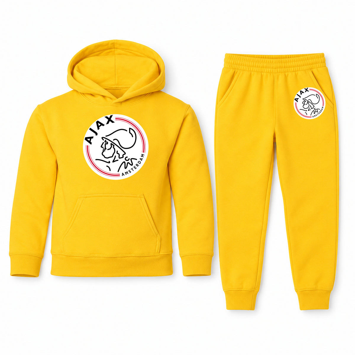 Amsterdamsche FC Ajax youth hoodie jogger set, Yellow, Youth Large ages 10–12