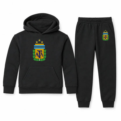 Argentina National Soccer Team youth hoodie jogger set, Black, Youth Large ages 10–12