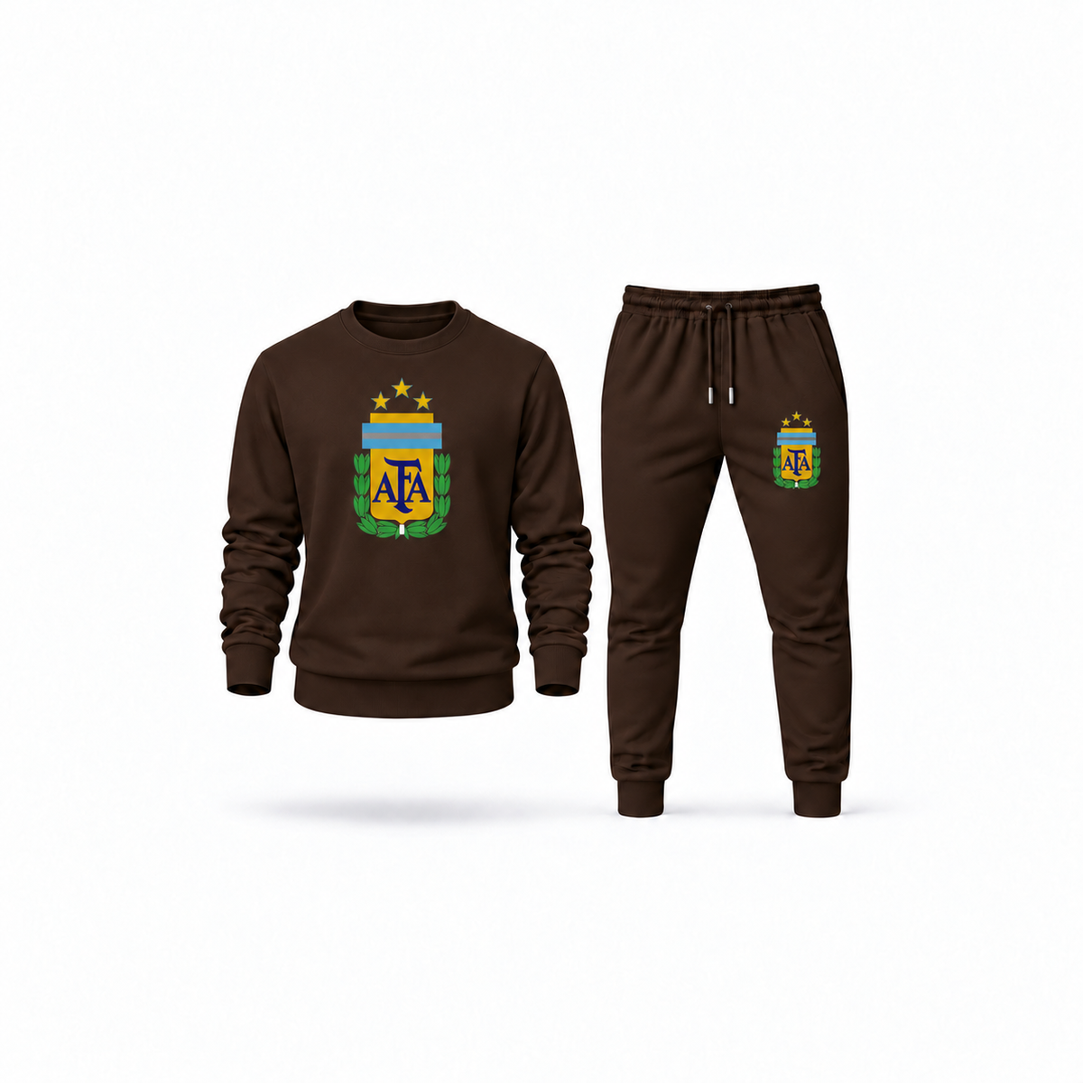 Men's Argentina National Soccer Team Sweatshirt Joggers Set | Color: Brown | Main