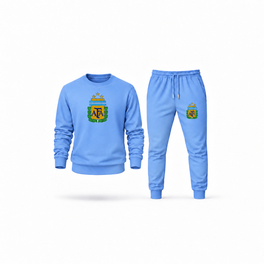 Men's Argentina National Soccer Team Sweatshirt Joggers Set | Color: Carolina Blue | Main