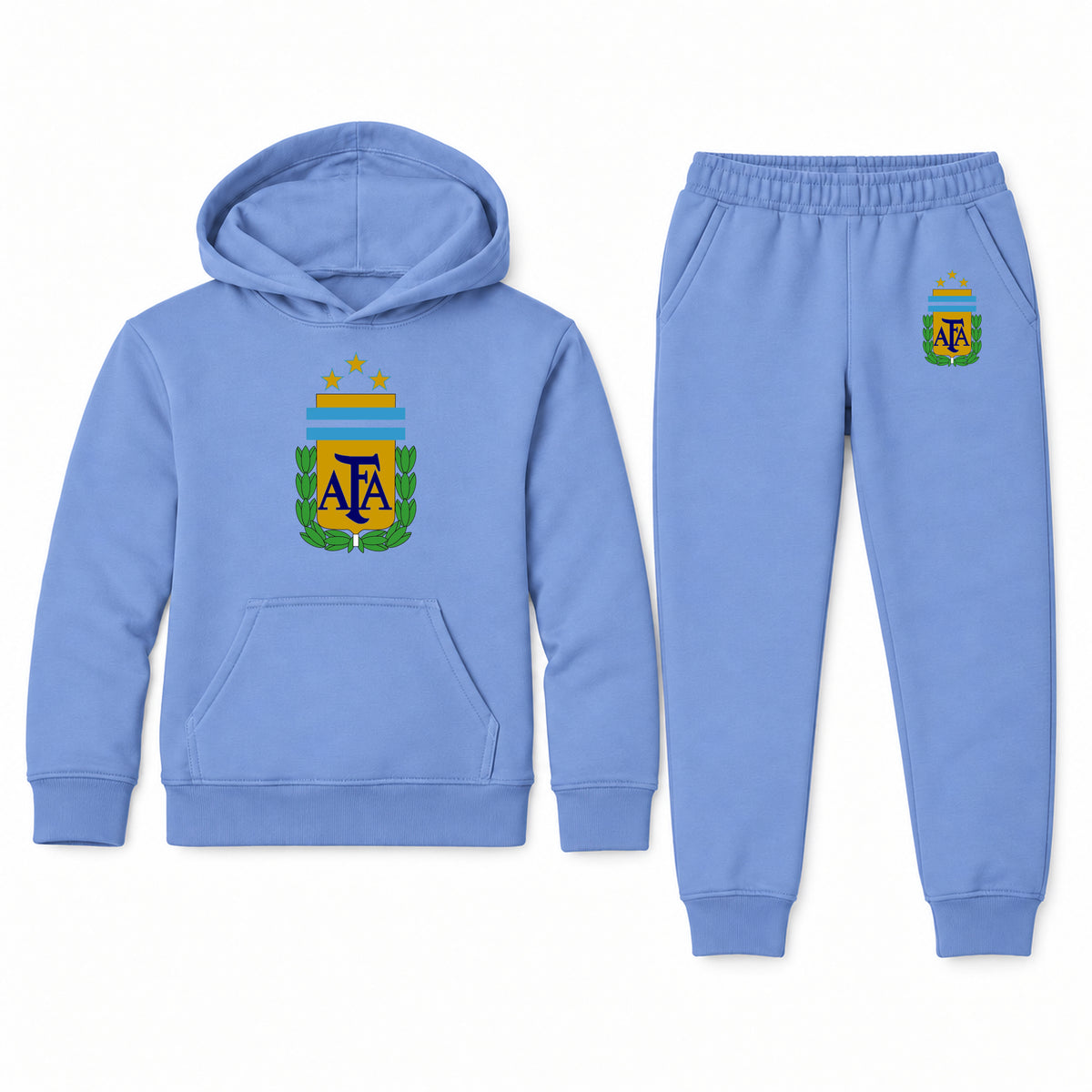 Argentina National Soccer Team youth hoodie jogger set, Carolina Blue, Youth Large ages 10–12
