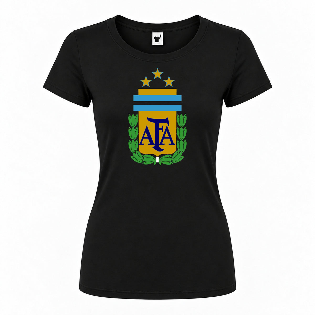 Women's Argentina National Soccer Team Round Neck T-Shirt | Color: Black