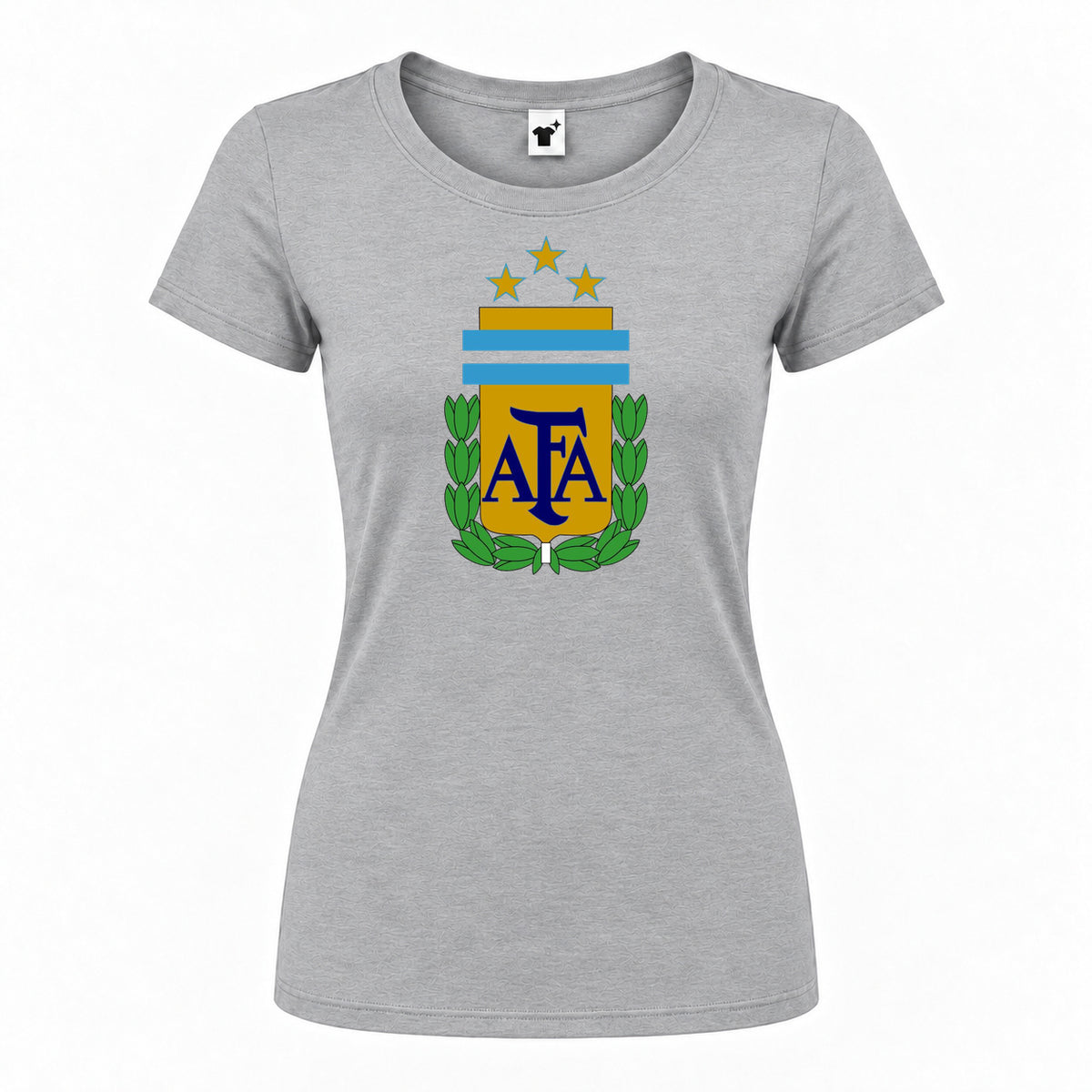 Women's Argentina National Soccer Team Round Neck T-Shirt | Color: Grey
