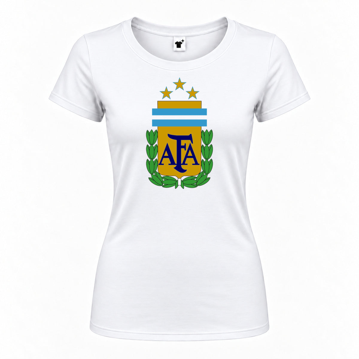 Women's Argentina National Soccer Team Round Neck T-Shirt | Color: White