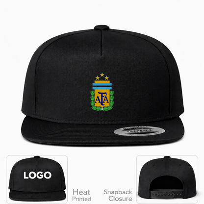 Argentina National Soccer Team Snapback Hat | Color: Black | Original artwork on Drive garment
