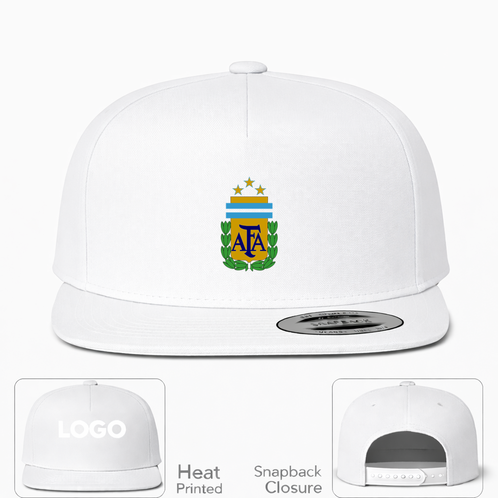Argentina National Soccer Team Snapback Hat | Color: White | Original artwork on Drive garment