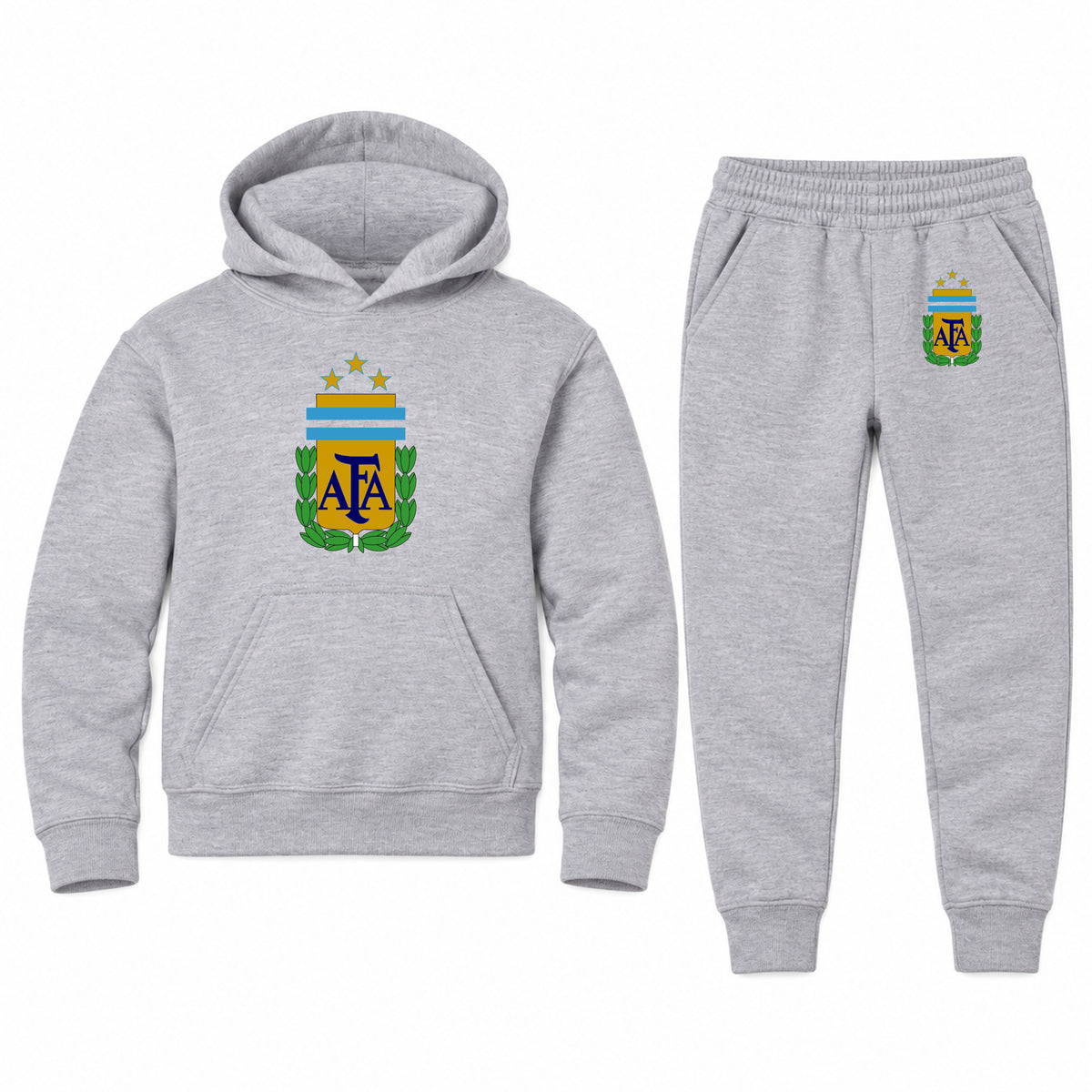 Argentina National Soccer Team youth hoodie jogger set, Sports Grey, Youth Large ages 10–12