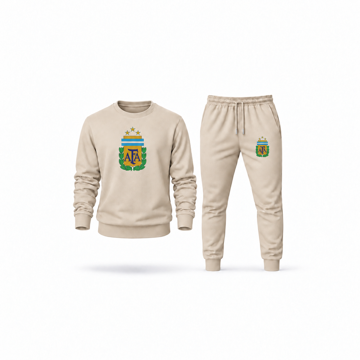 Men's Argentina National Soccer Team Sweatshirt Joggers Set | Color: Tan | Main
